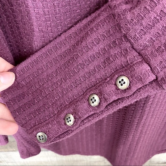 Chaser Purple Pink Waffle Knit Cuffed Thermal Top S Minimalist - Picture 4 of 5